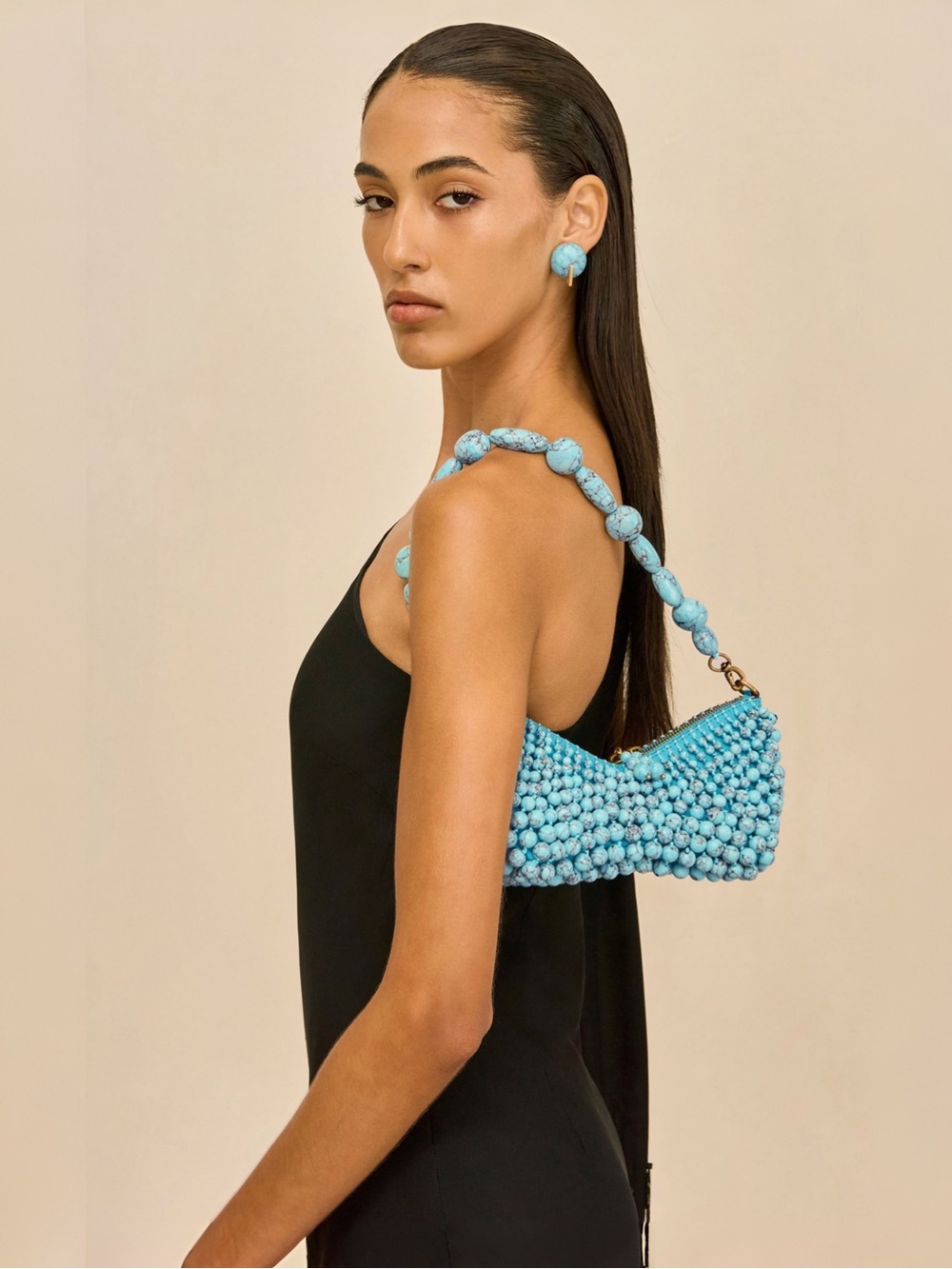 NEW in Box Cult Gaia Mercier Mini Shoulder Bag in Ibiza Turquoise Beaded $898 - Picture 3 of 9